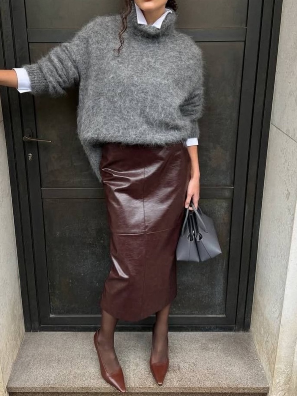 H&M MOHAIR-BLEND MOCK TURTLENECK SWEATER